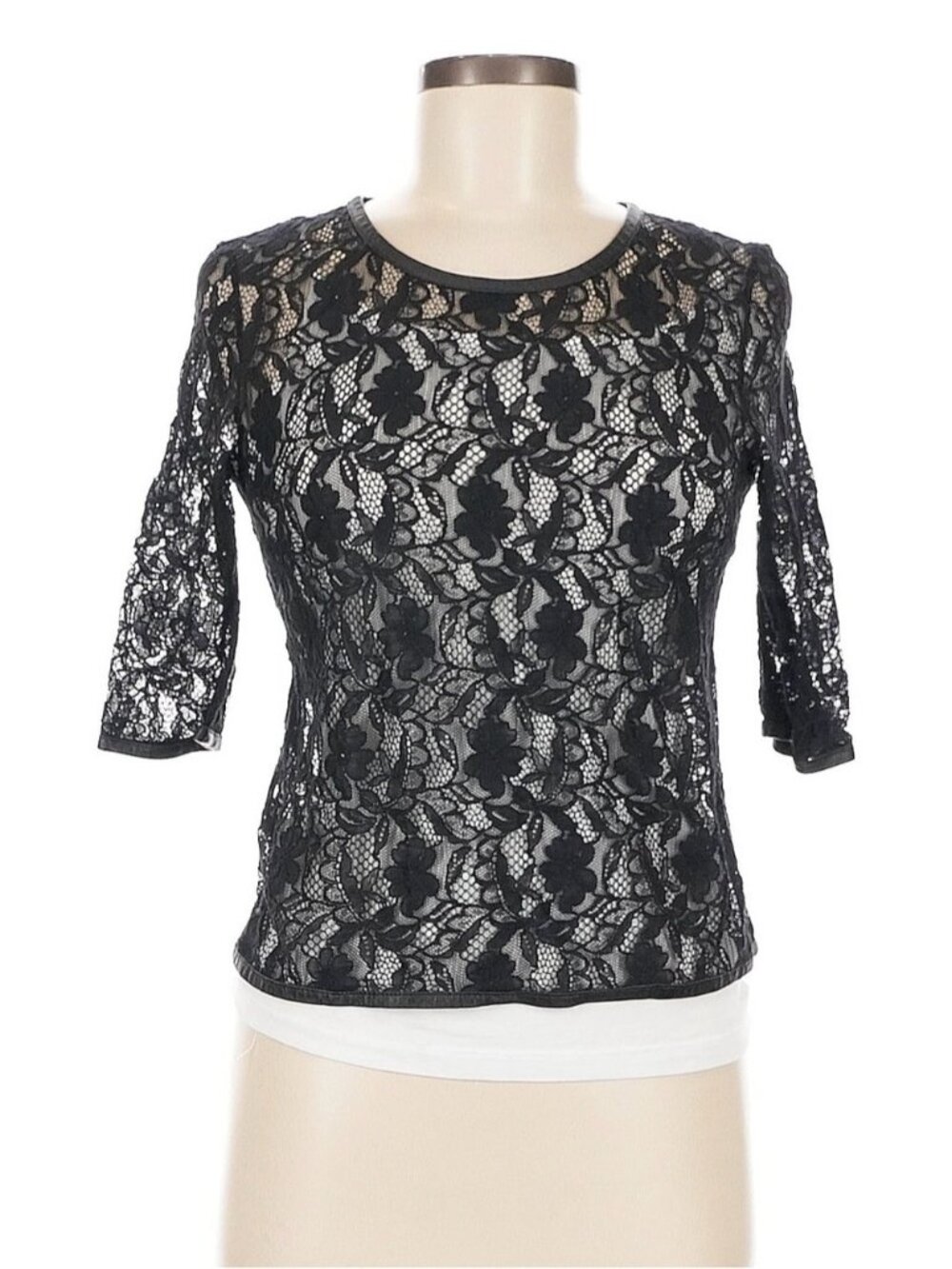 Mulberry Black Floral Lace Overlay Top